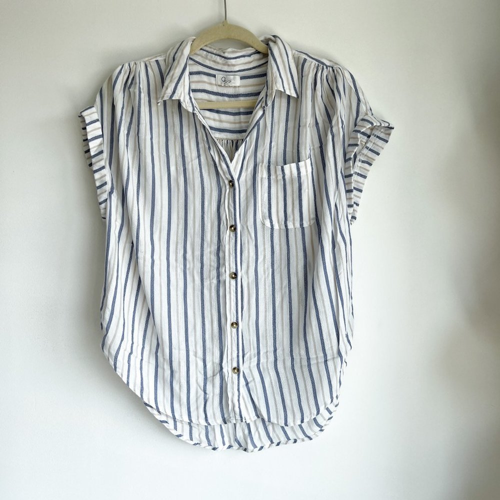 Striped Sleeveless Button Down